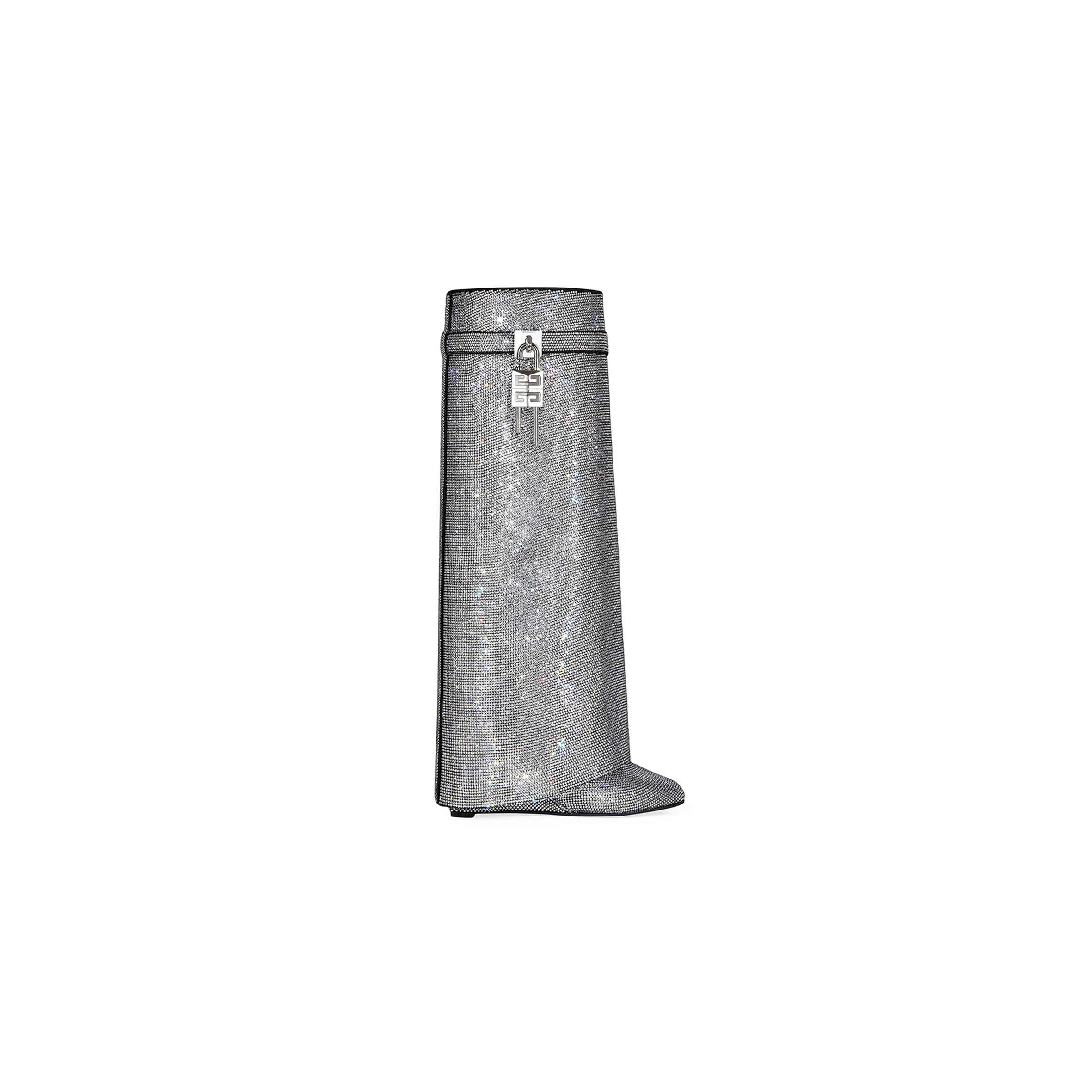 GIVENCHY SHARK LOCK BOOTS WIDE FIT IN STRASS IN SILVER O1SRVl11E0325